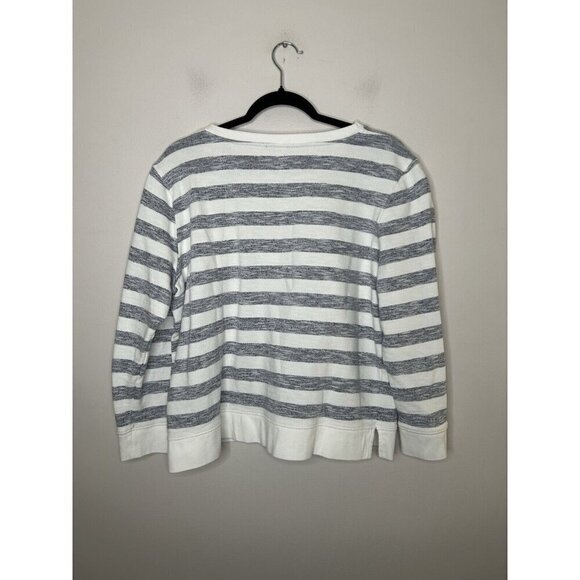 Talbots Women's Pullover Sweater Top Gray White Striped Petite Size XLP - Picture 7 of 9